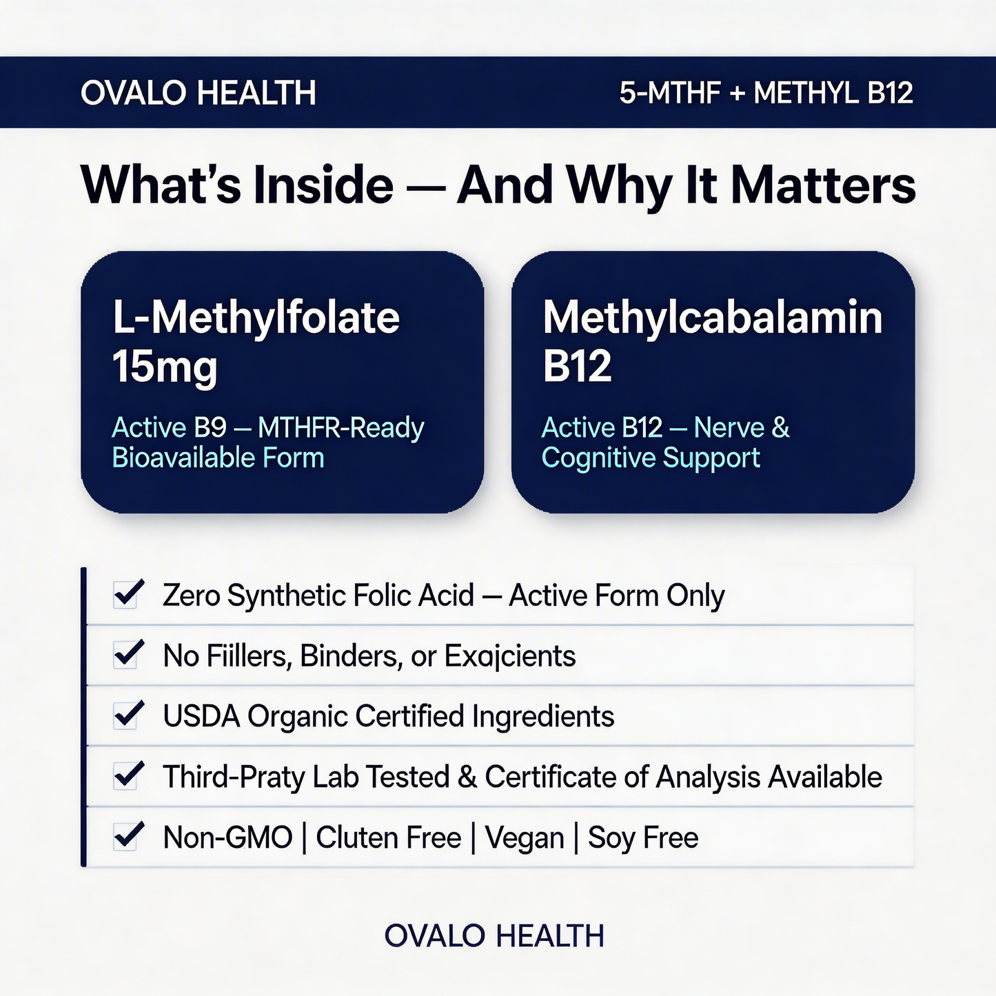 Ovalo Health Methyl Folate B12 VIP EXCLUSIVE
